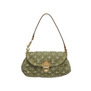 LOUIS VUITTON Pleaty One Shoulder Hobo bag Monogram denim Khaki Green